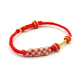 Women's Cotton Thread Bracelet with Peach Blossom Decor