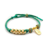 Women's Cotton Thread Bracelet with Peach Blossom Decor