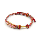 Women's Cotton Thread Bracelet with Peach Blossom Decor
