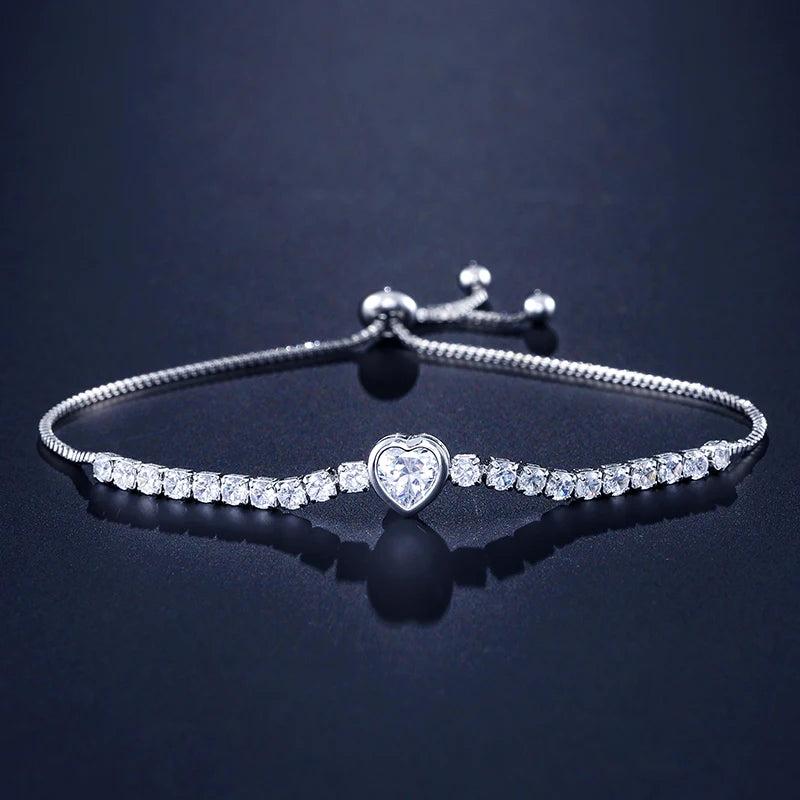 Romantic Heart Zircon Bracelet Love Bangles Wedding