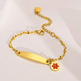 Medical Alert ID Bracelet for Women, Custom Engraving Round Coin Charm