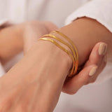Three Layer Flat Snake Chain Bracelets for Women