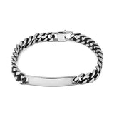 Link Chain ID Bracelet Stainless Steel Silver SJB0360