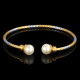 Ethnic Pearl Cuff Bangle Silver Wedding Bracelet Dubai Jewelry