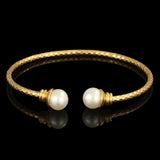 Ethnic Pearl Cuff Bangle Silver Wedding Bracelet Dubai Jewelry