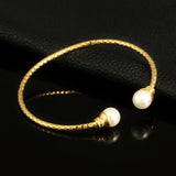 Ethnic Pearl Cuff Bangle Silver Wedding Bracelet Dubai Jewelry