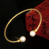 Ethnic Pearl Cuff Bangle Silver Wedding Bracelet Dubai Jewelry