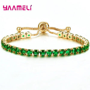 925 Silver Multi-Color CZ Tennis Bracelet Wedding Jewelry