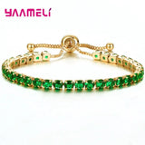 925 Silver Multi-Color CZ Tennis Bracelet Wedding Jewelry