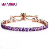 925 Silver Multi-Color CZ Tennis Bracelet Wedding Jewelry