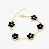 Colorful 5 Flowers Clover Bangles Charm Bracelet Gift For Women