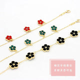 Colorful 5 Flowers Clover Bangles Charm Bracelet Gift For Women