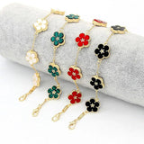 Colorful 5 Flowers Clover Bangles Charm Bracelet Gift For Women