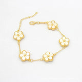 Colorful 5 Flowers Clover Bangles Charm Bracelet Gift For Women