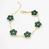 Colorful 5 Flowers Clover Bangles Charm Bracelet Gift For Women