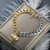ZMFashion Heart Charm Bracelets Cuban Link Chain Jewelry