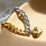 ZMFashion Heart Charm Bracelets Cuban Link Chain Jewelry