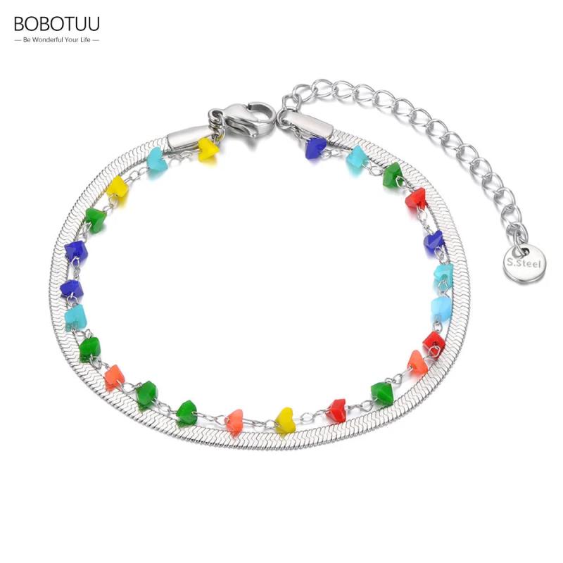 Bohemia Beach Stone Charm Bracelet Double Layer