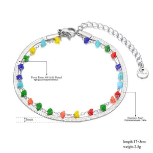 Bohemia Beach Stone Charm Bracelet Double Layer