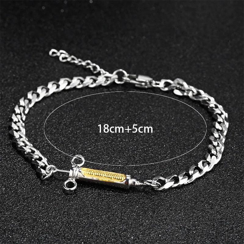 Syringe Bracelet for Womens Stainless Steel Medical Bracelet
