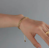 18K Plated Stainless Steel Bracelet High Quality Metal Texture Women