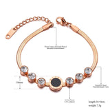 Stainless Steel CZ Crystal Charm Bracelet Bohemia Roman Numeral Snake Chain