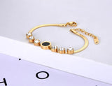 Stainless Steel CZ Crystal Charm Bracelet Bohemia Roman Numeral Snake Chain