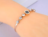 Stainless Steel CZ Crystal Charm Bracelet Bohemia Roman Numeral Snake Chain