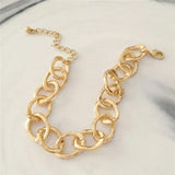 Hammered Effect Circle Linked Bracelet Women Casual Jewelry