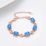 Bohemian Natural Stone Bracelet Metal CZ Adjustable Wedding Jewelry