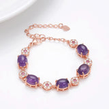 Bohemian Natural Stone Bracelet Metal CZ Adjustable Wedding Jewelry