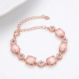 Bohemian Natural Stone Bracelet Metal CZ Adjustable Wedding Jewelry