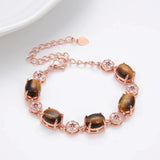 Bohemian Natural Stone Bracelet Metal CZ Adjustable Wedding Jewelry