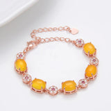 Bohemian Natural Stone Bracelet Metal CZ Adjustable Wedding Jewelry
