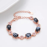 Bohemian Natural Stone Bracelet Metal CZ Adjustable Wedding Jewelry