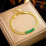 316L Stainless Steel Zircon Snake Chain Bracelet For Women Girl Bangles