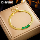 316L Stainless Steel Zircon Snake Chain Bracelet For Women Girl Bangles