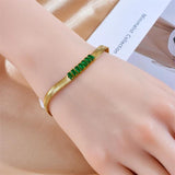 316L Stainless Steel Zircon Snake Chain Bracelet For Women Girl Bangles