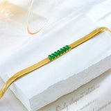 316L Stainless Steel Zircon Snake Chain Bracelet For Women Girl Bangles
