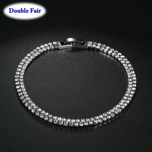 2 Line CZ Tennis Chain Bracelet Couple Jewelry Gift