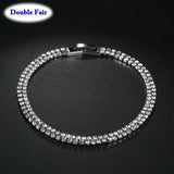 2 Line CZ Tennis Chain Bracelet Couple Jewelry Gift