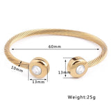 Titanium Steel Cable Mesh Open Bangle with Clear Crystal Bracelet for Women