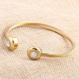 Titanium Steel Cable Mesh Open Bangle with Clear Crystal Bracelet for Women