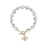 Elegant Pearl Zircon Bees Bracelet for Women Wedding Gift