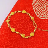 Copper 24K Plating Women Bracelet Peach Blossom Jewelry