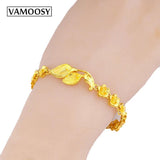 Copper 24K Plating Women Bracelet Peach Blossom Jewelry