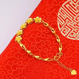 Copper 24K Plating Women Bracelet Peach Blossom Jewelry
