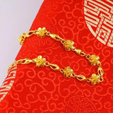Copper 24K Plating Women Bracelet Peach Blossom Jewelry