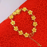 Copper 24K Plating Women Bracelet Peach Blossom Jewelry