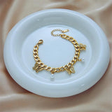 316L Stainless Steel Bracelet with Pearl Butterfly Decoration